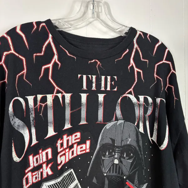 Star Wars Hybrid Apparel Black Darth Vader Sith Lord Lightening AOP Graphic Tee - Image 2