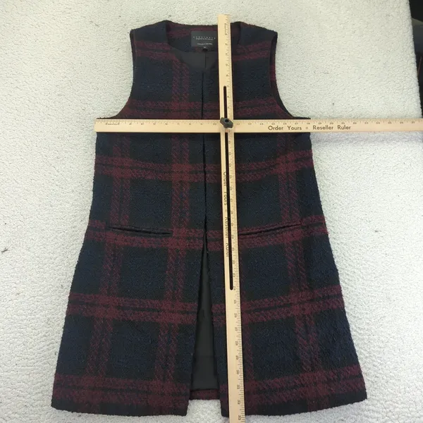Sanctuary Women's Plaid‎ Sleeveless Vest Jacket Size Small Tweed - Image 11