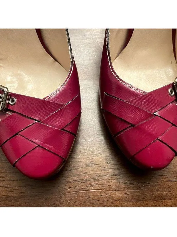Dolce and Gabbana plum colored 3 inch heel women's 37 1/2 - Image 2