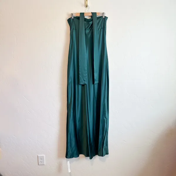 Reformation | NWT Oren 100% Silk Maxi Dress with Scarf in Forest Green | XL - Image 7