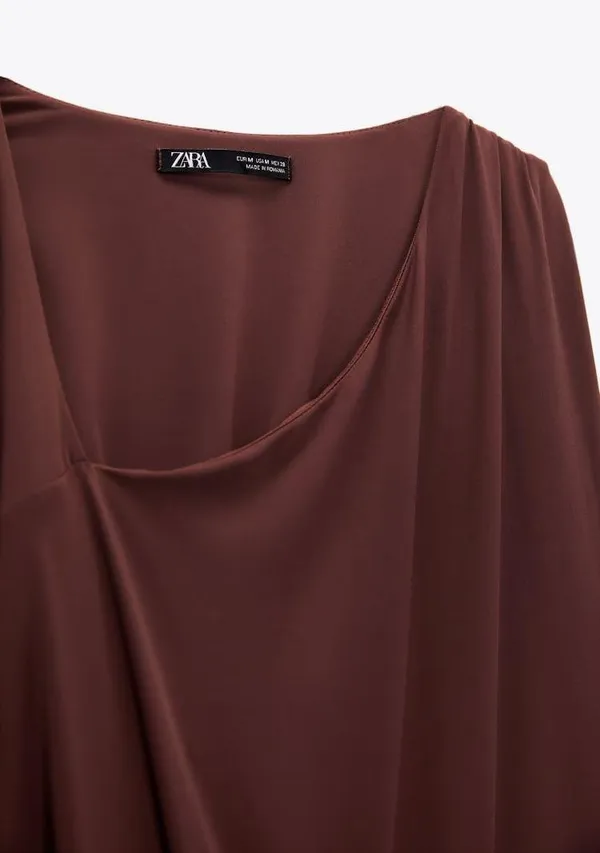ZARA NWT brown CUT OUT ASYMMETRICAL DRESS - Image 6
