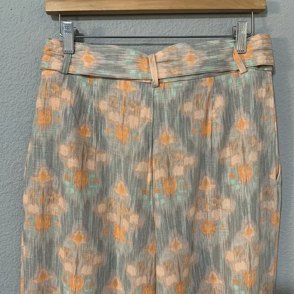 Zara‎ New Flowy High Waist Wide Leg Printed Pants with Self Belt Size L 8372/115 - Image 8