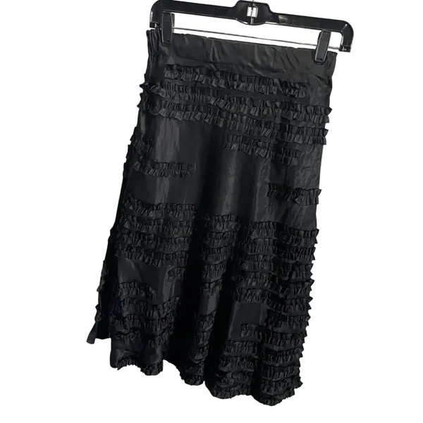 Anthropologie Black Ruffle Midi Skirt‎ Size 4 With Tags New - Image 2