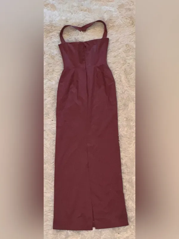 NEW HOUSE OF CB Mia Mulberry Twill Halter Maxi Dress sz XS - Image 9