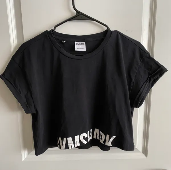 Gymshark Fraction Crop Top in Black/White - Image 2