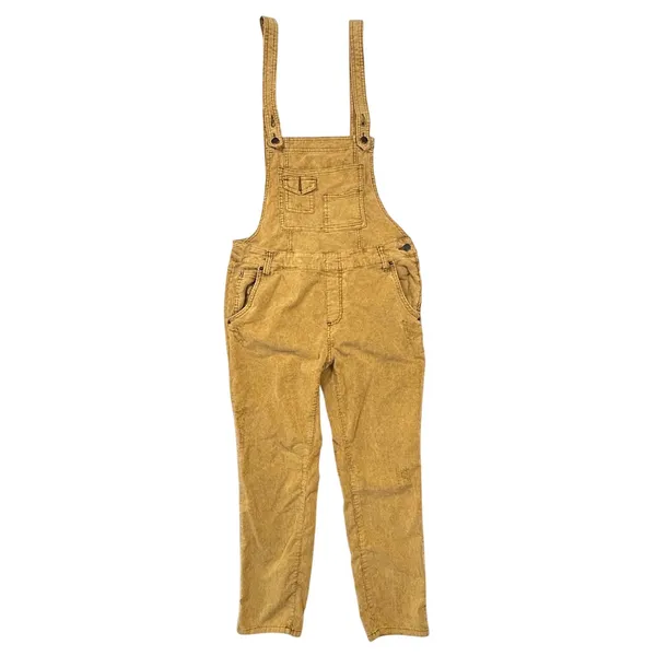 Free People Corduroy Overalls‎ Womens 29 Straight Leg Distressed Mustard Yellow - Image 2