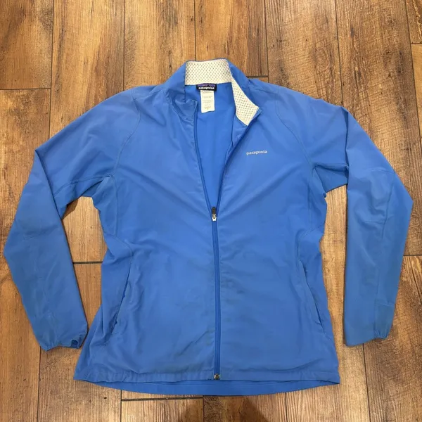 Patagonia Full Zip Lightweight Softshell Jacket Coat Women’s XL Blue Running - Image 2