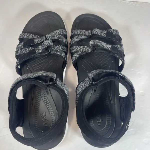 Ryka Savannah SML Women's Sandals - Size 10M Black/Grey Chevron - Image 7