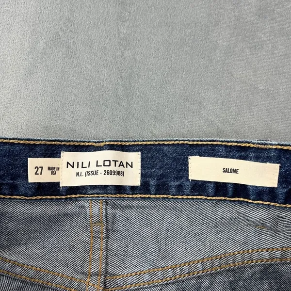 Nili Lotan Salome Wide Leg Jeans 27 Dark Wash High Rise Made in USA Cotton Denim - Image 2