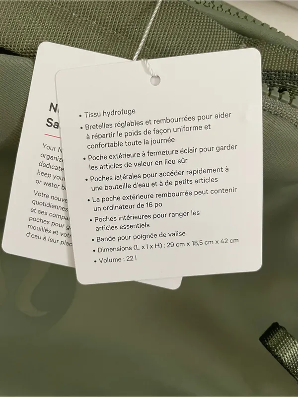 Lululemon NWT New Crew Backpack 22L Water Repellent Green - Image 10