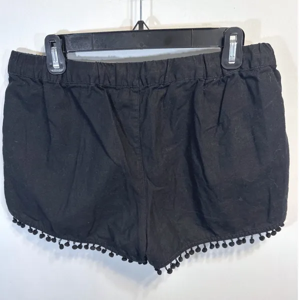 J.Crew Black Linen Cotton Pom Pom Trim Shorts Womens Small Coastal Beachy Preppy - Image 5