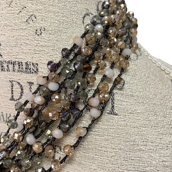 Stella & Ruby Beaded Statement Necklace Multi Strand Cocktail Party Boho Chic Brown - Image 3