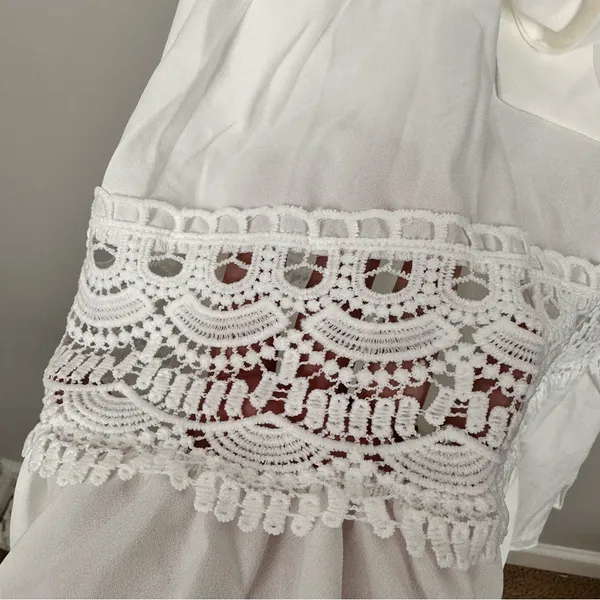 Cupshe Powder Lace & Tie Midi Summer Dress White Small NWT Minimalist Vacay Feminine - Image 15