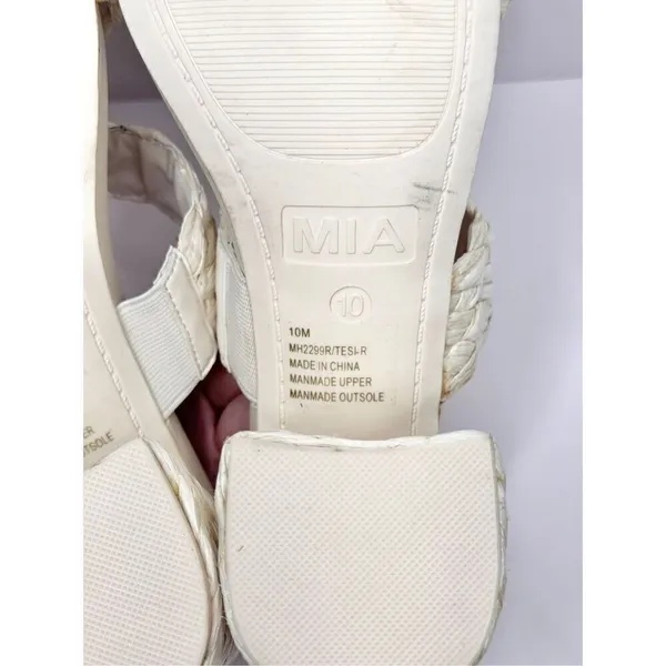 MIA Off‎ White Braided Block Heel Sandals Square Toe Mules Size 10 Raffia - Image 9