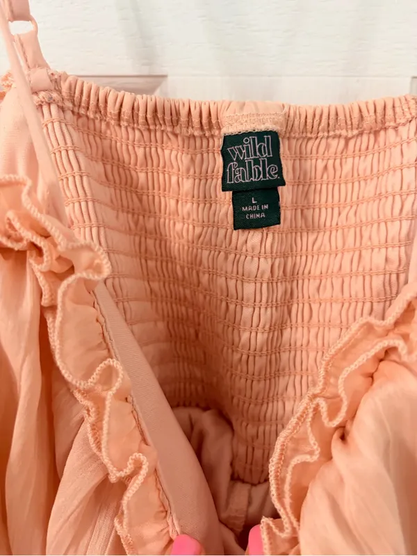 wild fable Peach Ruffle Tiered Spaghetti-Strap Dress - Image 2