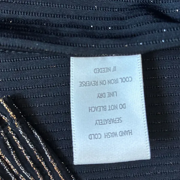 ROW-A‎ Metallic Pinstripe Faux Wrap Mini Dress Black Gold XXL Party Cocktail - Image 7