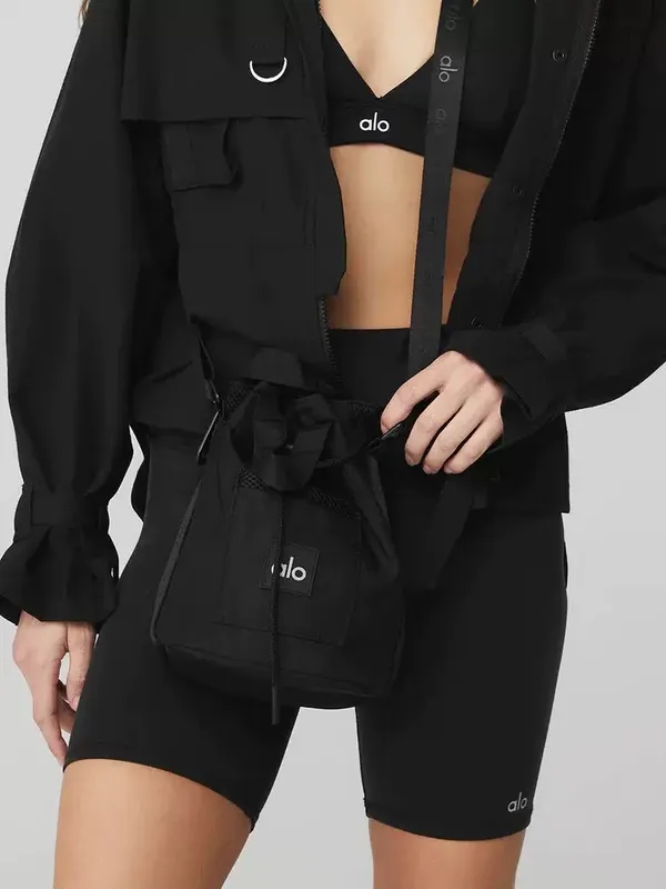 Alo Water Bottle Crossbody Bag Black Athleisure Gym Bag - Image 2