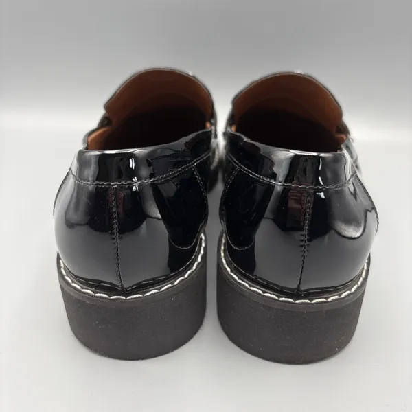 Franko Sarto Cassandra Penny Loafers Size 10 Black Patent Vegan Leather Academia - Image 8