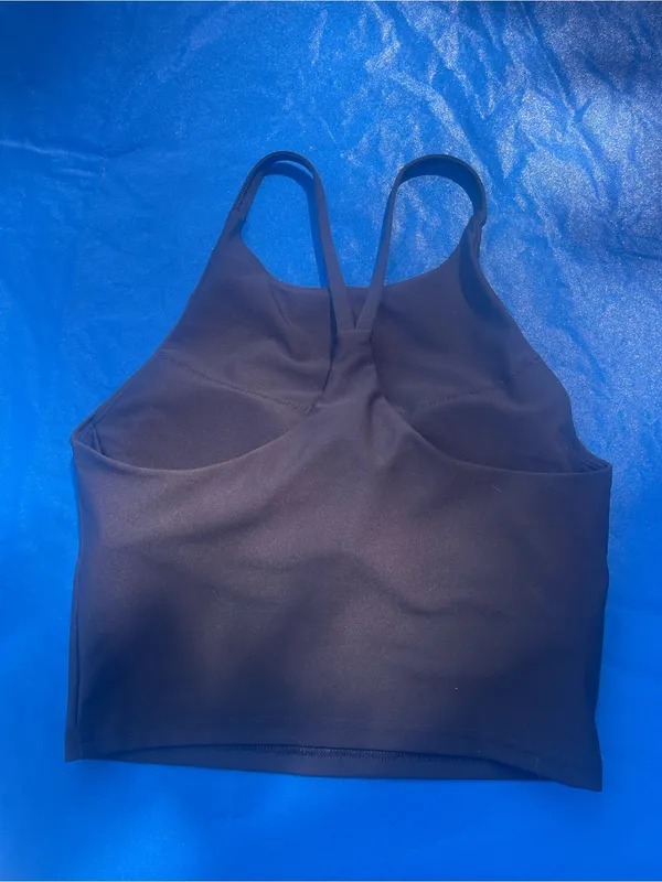 Old Navy Active PowerSoft Crop Tank Women’s Small Black Built-In Bra - Image 3