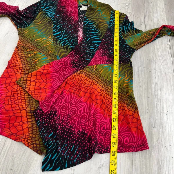 Jostar Slinky Knit Bolero Mid-Cut Long Sleeve Jacket Abstract Print Cardigan USA - Image 7
