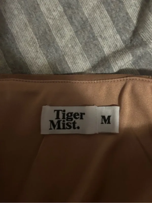 Tiger Mist Brown Strapless Paneled Crop Top - Image 3