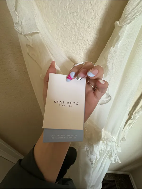 Seni‎ Moto Ozun Maxi Dress Sz L Ivory Ruffle Dreamy Romantic NEW - Image 7