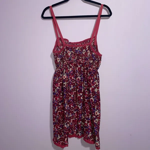Free People Silk Babydoll Sundress Women L Pink Smocked Boho Preppy Beach Resort - Image 4
