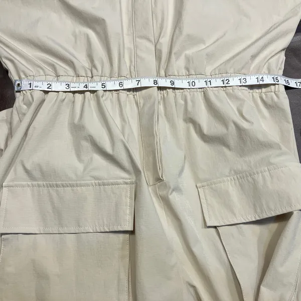 New Julia Romper Boutique Womens Small Jumpsuit Cargo Khaki Short Sleeve‎ - Image 12