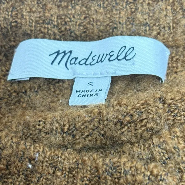Madewell Merritt Shrunken Cardigan Sweater Brown Merino Wool Ribbed HO19 Size S - Image 4