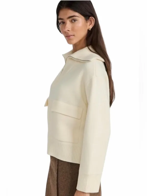 Anthropologie by English Factory Quarter zip Knit Sweater pocket front Size S - Image 10