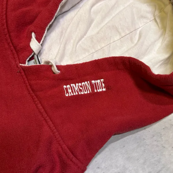 Stadium Athletics Vintage Alabama Crimson Tide Red and White Embroidered Hoodie Sweatshirt - Image 4