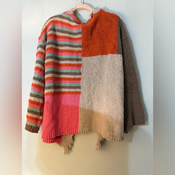 POL Colorful Striped Women's Sweater Cardigan - Image 2