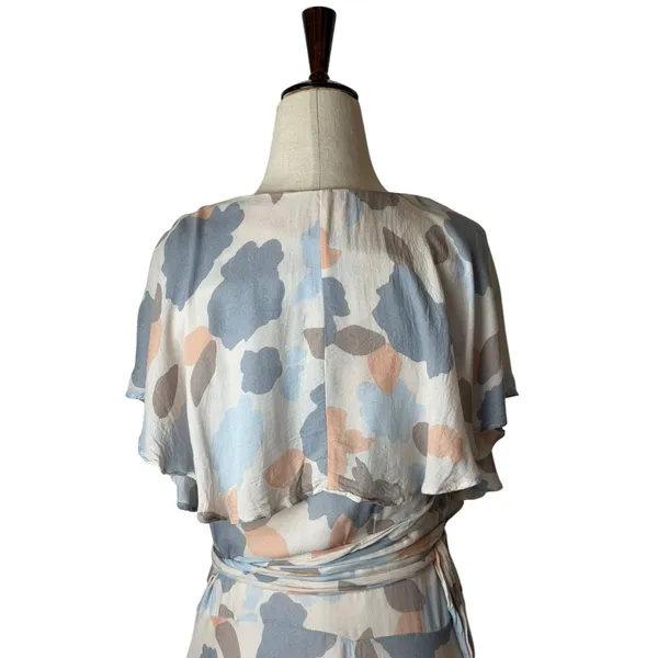 Free‎ People Faye Printed Wrap Maxi Dress Women S Cream Gray Flowy Boho Cottage - Image 6