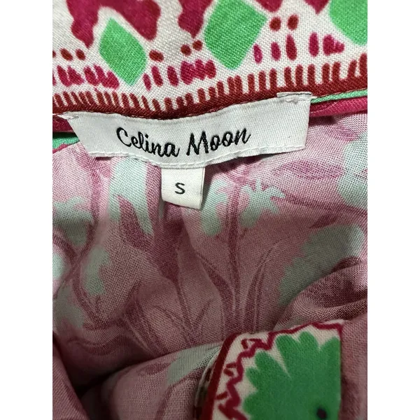 Celina‎ Moon Rose Abstract Block Print Long Sleeve Dress Women's Size Small - Image 13