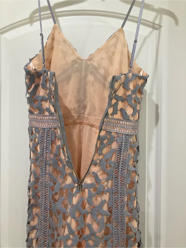 Elliatt Light Grey Lace Maxi Dress with Nude Lining - Image 7