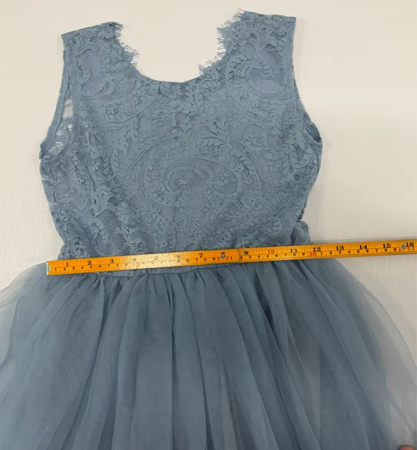 LalaMira Girls Dusty Blue Lace Tulle Sleeveless Formal Gown Dress Size 12Y NWT - Image 5