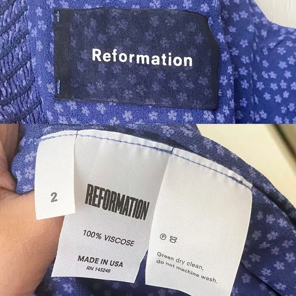 Reformation Dress Hilton Mini Floral Ruffle Wedding Summer‎ Hyacinth 2 GUC - Image 4