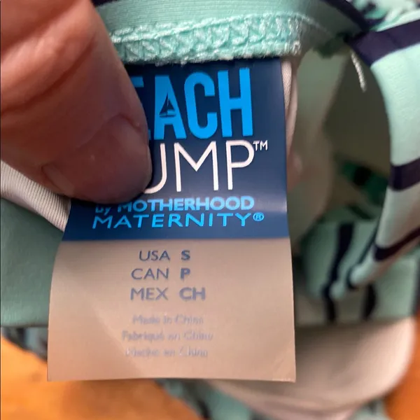 Blue and Black Maternity One Piece Swimsuit with Halter Straps by Beach Bump - Image 3