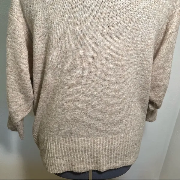 Cato Women's Sz XL Cowl Neck Sweater Oatmeal Heather Beige Dolman Sleeve Stretch - Image 8