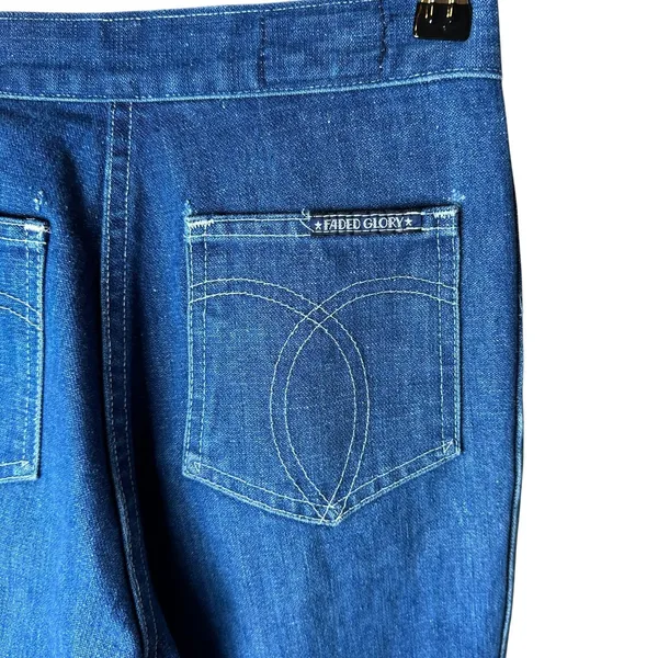 Vintage 70s Faded Glory‎ USA Made Flare Jeans Sz 7 28 | High Rise Roller Denim - Image 3