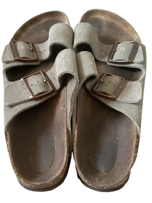 Vtg Birkenstock Arizona soft footbed sandals in taupe size 38 - Image 3