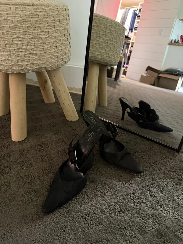 BCBG Black Pointed Mary Jane Heels with Ankle Strap - Image 3