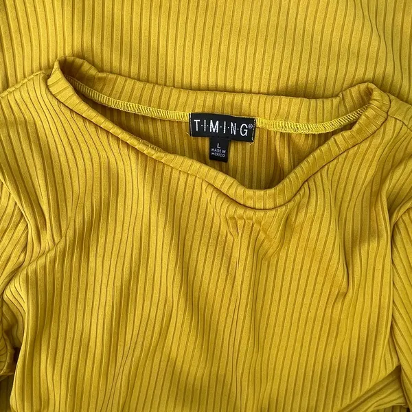 Timing Mustard Yellow Dress with Black Belt Built-In - Image 6