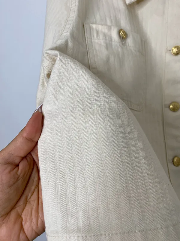 J.Crew Ecru Denim Cropped Button Up - Image 5