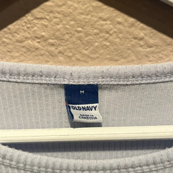 Old Navy Women's Icy Blue Fuzzy Ribbed Knit Long Sleeve Top Shirt Size Medium - Image 2