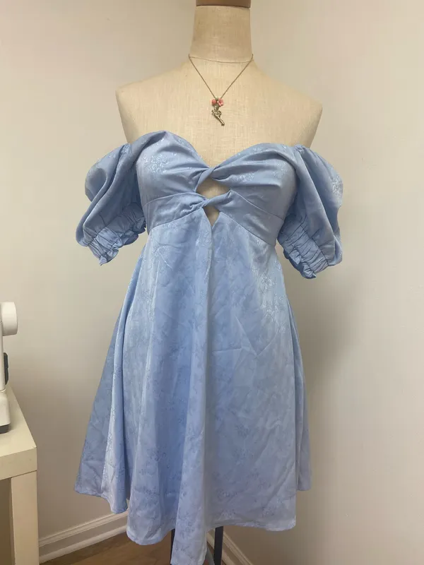 GB Short Blue Dress with Cut-Out Details - Image 2