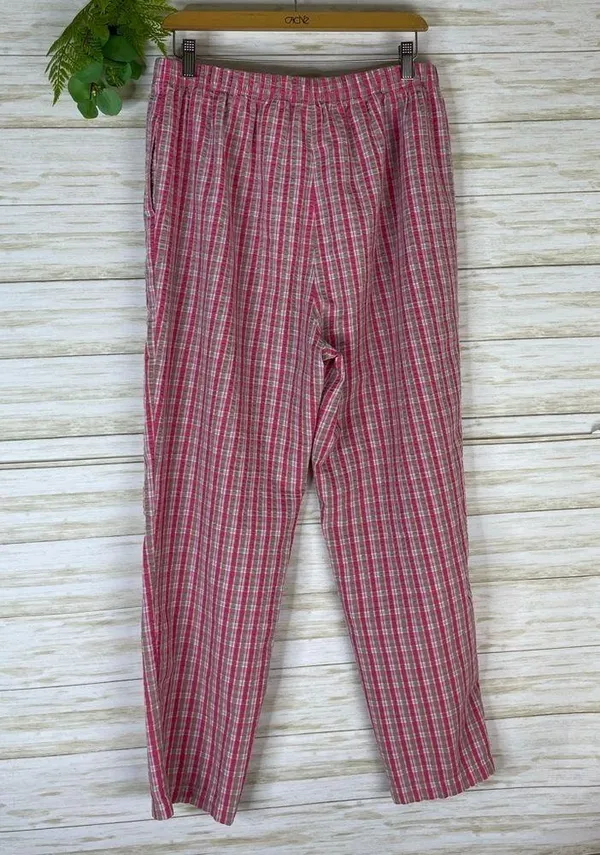 Vintage pink and brown plaid Highwaisted pull on pants - Image 4