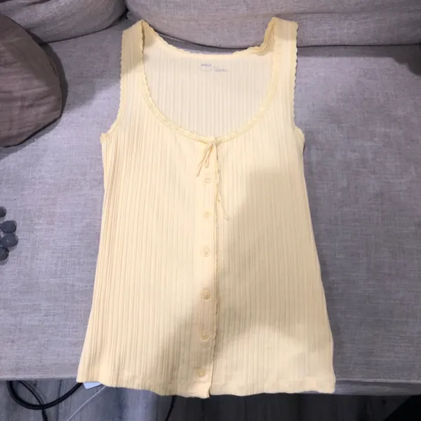 Yellow Stretchy Ribbed Tank Top Small - Image 5