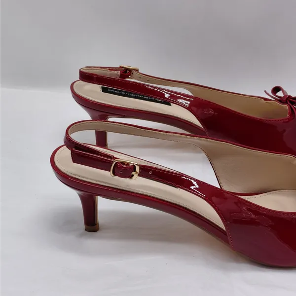 French Connection Slingback Heels Womens Size 10 Red Patent Pointed Toe Pumps - Image 6
