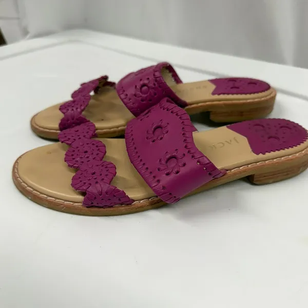 Jack Rogers Women's Caroline Leather Flat Slide Sandals in Orchid Sz‎ 6 - Image 4